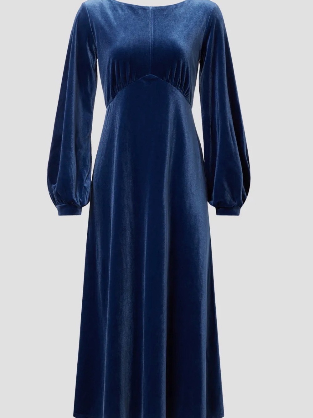 Elegant Navy Velvet Long-Sleeve Maxi Dress